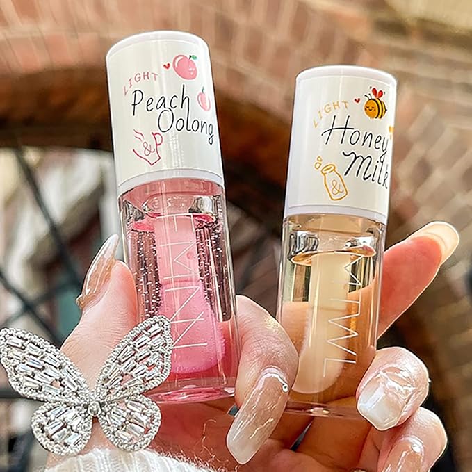 2Pcs Crystal Jelly Lip Oil Moisturizing Hydrating Lip Care Hydrating Lip Gloss Tinted Lip Balm, Long Lasting & Nourishing Lip Glow Oil, Non-sticky Fresh Texture-Velvo Beauty