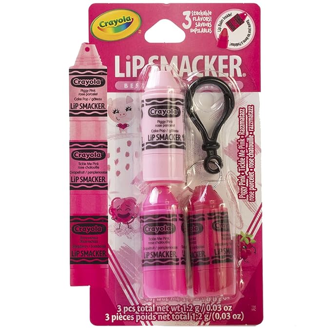 Lip Smacker Crayola Crayon Stackable Flavored Clear Balm Pink, Pinks, 0.03 Ounce-Velvo Beauty