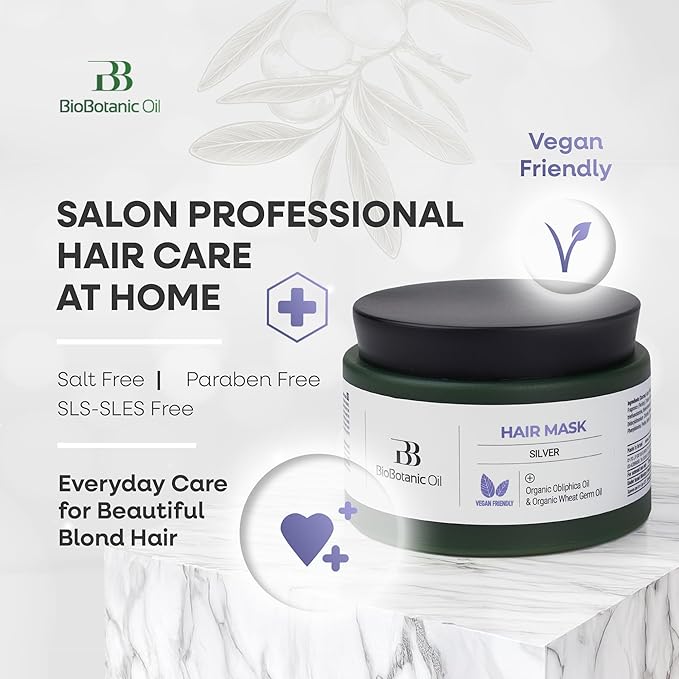 Bio Botanic Oil Hair Mask for Blonde & Bleached Hair | Deep Hydration & Anti-Brass Treatment | Enriched with Organic Wheat Germ & Obliphica Oil | Blue Pigment Formula | SLS-Free, Paraben-Free | 250ml-Velvo Beauty