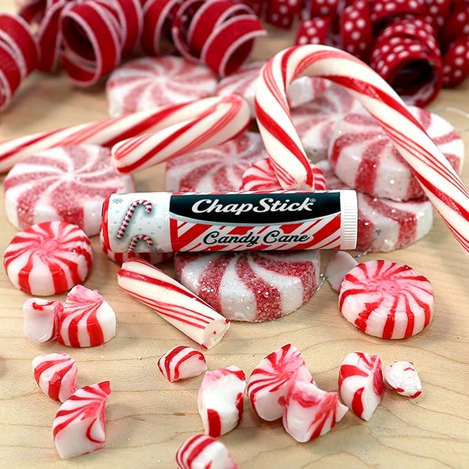 ChapStick Candy Cane Peppermint Lip Balm Tube, Candy Cane Lip Balm and Lip Moisturizer for Lip Care - 0.15 Oz-Velvo Beauty