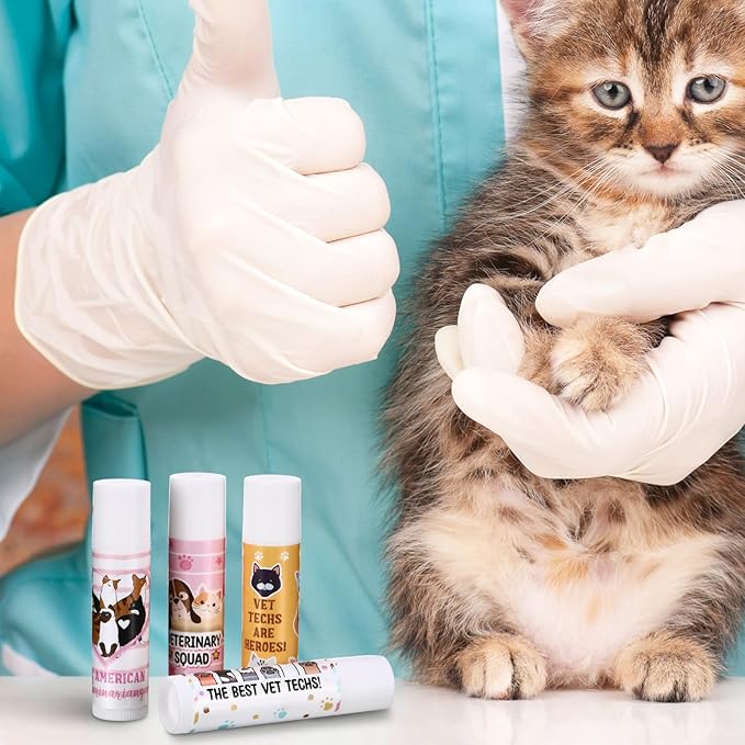 36 Sets Vet Tech Gift Animal Lip Balm Thank You Tag Organza Bag Veterinarian Appreciation Gifts Vet Tech Week Gift for Veterinary Technologist Nurse Birthday Christmas End of Year Supplies-Velvo Beauty