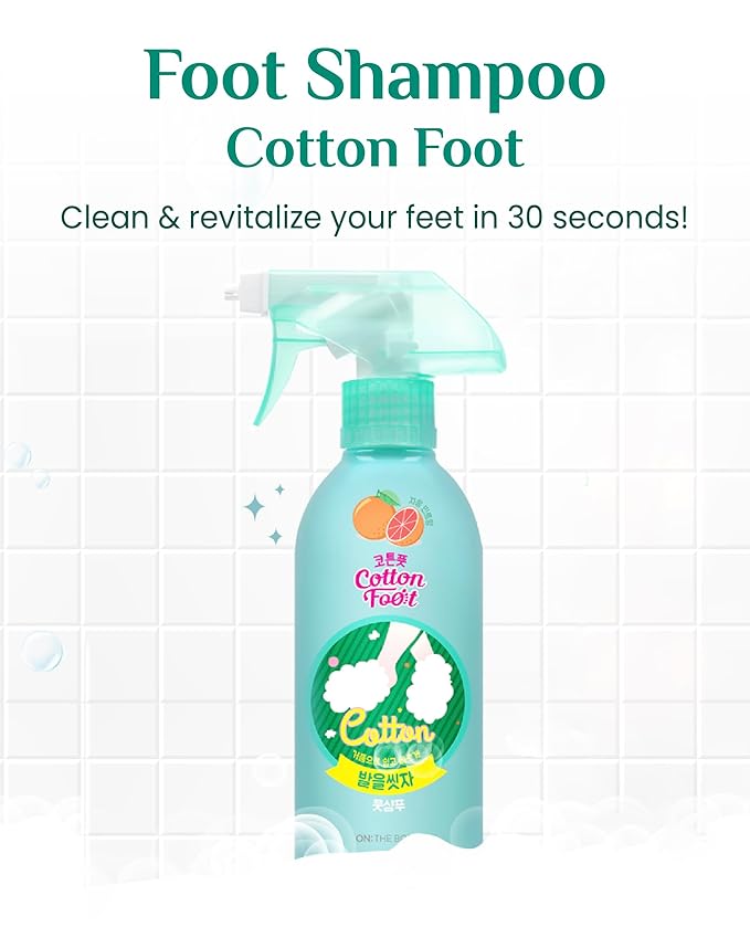 Cotton Foot - Foot Shampoo Soap (Grapefruit, 13fl oz) - Refreshing Cleanse Spray, Deodorizing Foot Care Wash. Foaming Wash, Easy to Use-Velvo Beauty