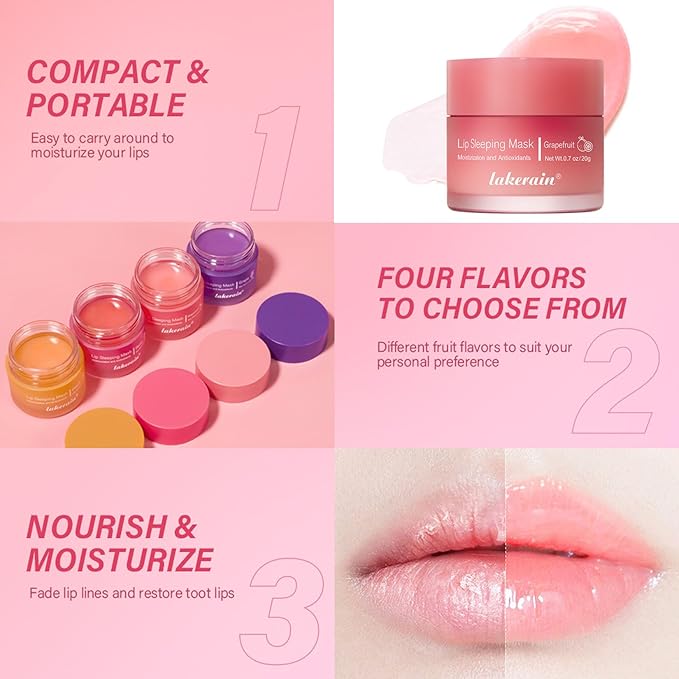 Lip Mask Sleeping,Nourish Hydrate Lip Mask,Lip Oil,Lip Balm, Lip Skin Care,Hydrating, Moisturizing Lip Lines Night Sleep Anti-chapped Lip Cream (Grapefruit)-Velvo Beauty