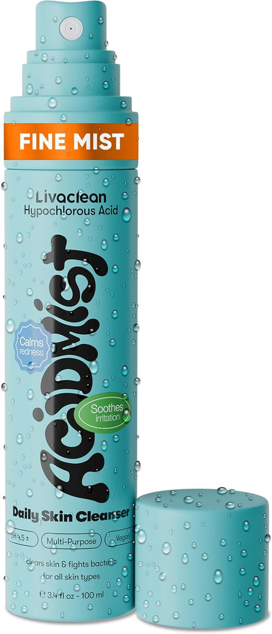 Hypochlorous Acid Spray for Face & Body - Helps Reduce Redness and Breakouts - Travel Size Hypochlorous Spray, Multi-Purpose Topical Facial Skin Repair, pH-Balancing Toner - TSA, Livaclean-Velvo Beauty