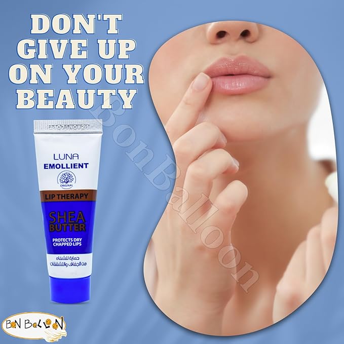 Luna Emollient With Shea Butter Protects Dry Lips Out & Makes Them Look Dewy And Soft For Lip Care That Keeps Your Lips Soft In Extreme (1 Pack = 0.35 oz / 10 ml) لونا حماية للشفاة من الجفاف والتشققات-Velvo Beauty
