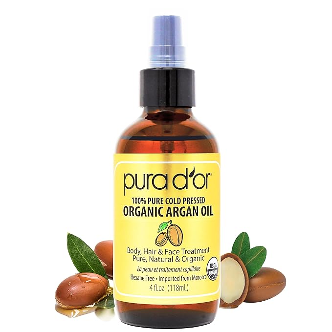 PURA D'OR 4 Oz ORGANIC Moroccan Argan Oil - USDA Certified 100% Pure & Cold Pressed Virgin Premium Grade Natural Moisturizer Treatment For Dry, Damaged Skin, Hair, Face, Body & Scalp - Men & Women-Velvo Beauty
