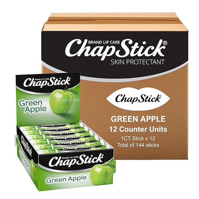 ChapStick Bulk Lip Balm Green Apple, Lip Care Tubes, 0.15 oz, 144 ct case-Velvo Beauty