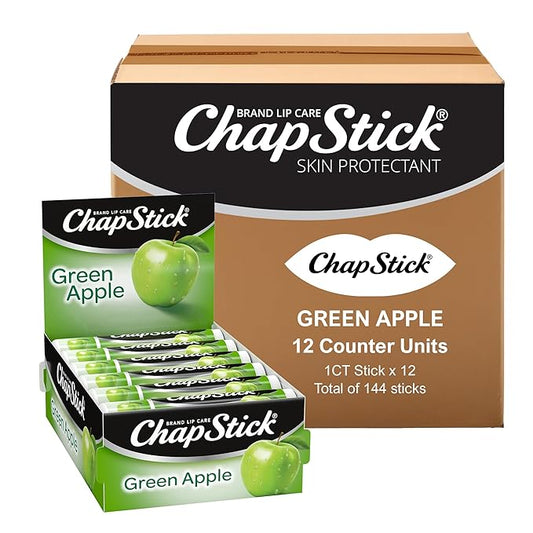 ChapStick Bulk Lip Balm Green Apple, Lip Care Tubes, 0.15 oz, 144 ct case-Velvo Beauty