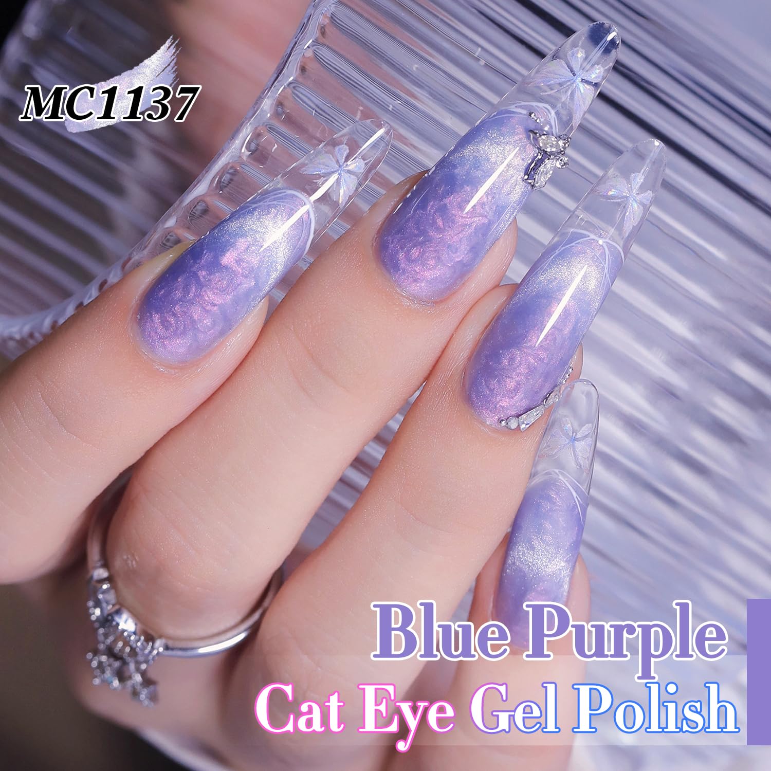 Double Rhythm Cat Eye Gel Polish Set 6 Colors Shimmer Glitter with Magnet Holographic Reflective Magnetic UV Nail Art Kit (Pearl Pink Blue Green Purple 6-Kit 44)-Velvo Beauty