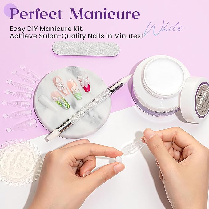 MIZHSE Solid Builder Gel for Nails, 60g White 3D Gel Nail Art Sculpting Non-Sticky Carving Hard Extension Soak Off UV LED for Salon Manicure Home DIY-Velvo Beauty
