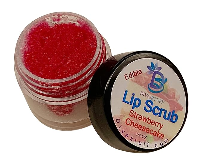 Diva Stuff Ultra Hydrating Lip Scrub for Soft Lips, Gentle Exfoliation, Moisturizer & Conditioner, ¼ oz - Made in the USA (Strawberry Cheesecake)-Velvo Beauty