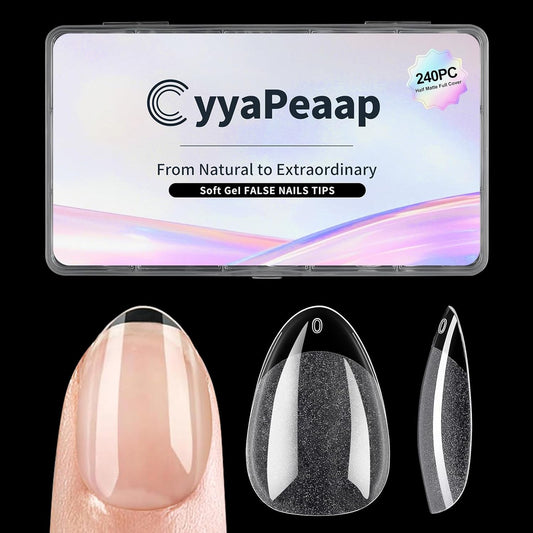 Almond Nail Tips Extra Short Soft Gel Nail Tips 240Pcs Short Almond Shaped Full Cover Nails Tips Half Matte Gelly Press on Fake Nails Tip for Acrylic Nail Tip Extension Home DIY & Salon Nails 12 Sizes-Velvo Beauty