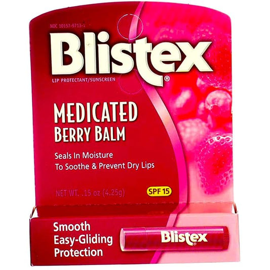 Blistex Medicated Lip Balm with SPF 15 for Dryness, Chapping and Soothes Irritated Lips, 0.15oz - Pack of 6-Velvo Beauty