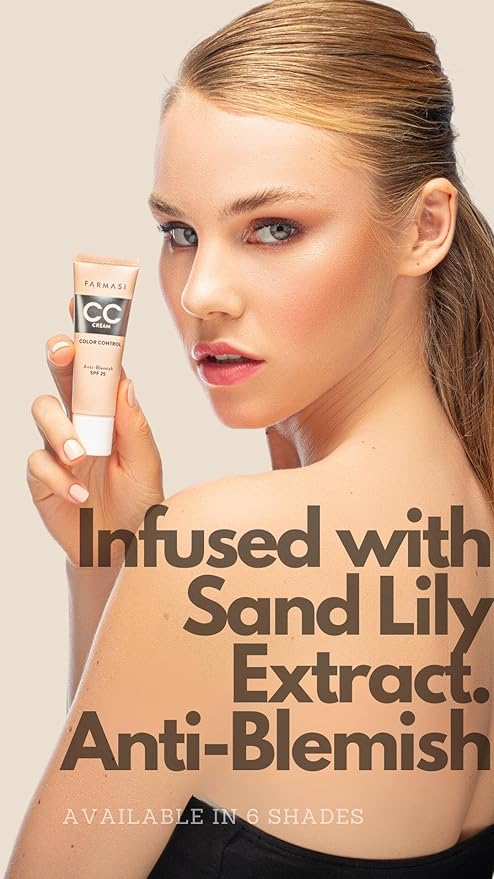 FARMASi CC Color Control Cream, Natural and Flawless Finish, Enriched Formula with Multimineral & Spf 25+, All-Day Hold, All Skin Types, 1 fl. oz, 03 Medium-Velvo Beauty