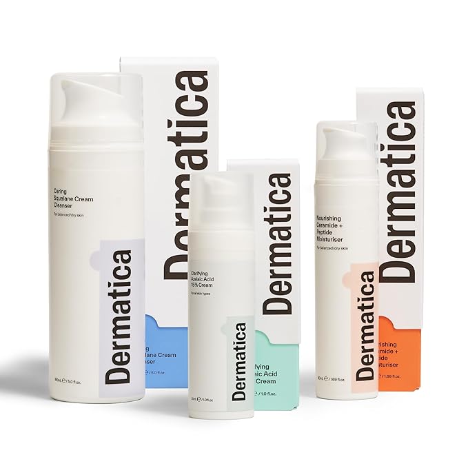 Dermatica Brightening & Barrier Repair Kit, Caring Squalane Cleanser (150ml), Clarifying Azelaic Acid 15% Cream (30ml), Nourishing Ceramide + Peptide Moisturiser (50ml)-Velvo Beauty