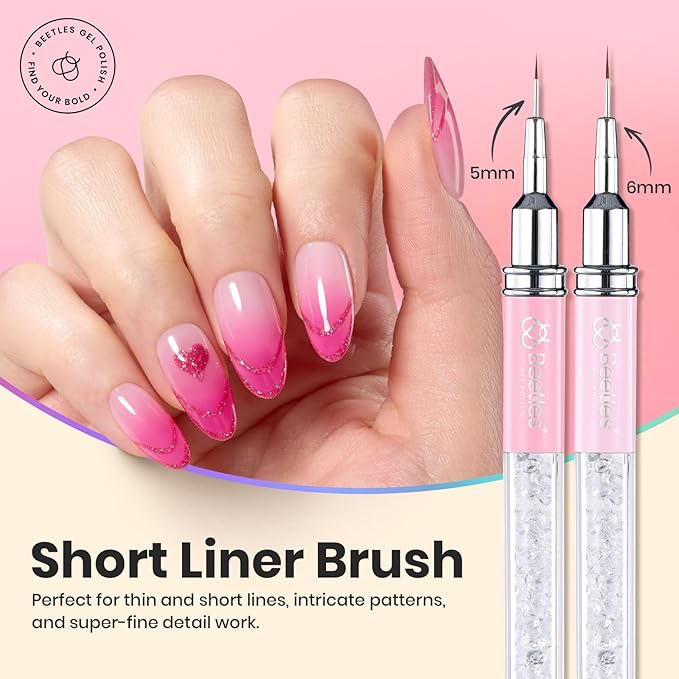 Beetles Gel Polish Nail Art Liner Brushes 5Pcs Painting Art Design Pen Set Diamond Application Rhinestone Handle Drawing Nail Art Brushes Tools Sizes 5/6/11/20/25mm Nail Art Design Gift for Women-Velvo Beauty