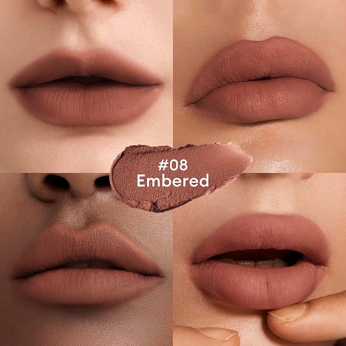 ITY Velvet Matte Finish Lip Stain-Mousse Textured Lip Clay, Red Shade, Conceals Lip Lines, Rich Pigment Lip Tint Lipsticks, 0.14 oz (4g) in Ginger, Embered.-Velvo Beauty