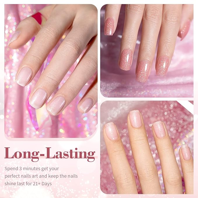 RARJSM Glitter Gel Nail Polish Nude Gel Polish 6pcs Set Shimmery Jelly Nail Gel Polish Iridescent Sparkly Pale Pink Purple Apricot Beige Translucent Natural Skin Tone Color 7.5ml Soak off UV LED Cured-Velvo Beauty