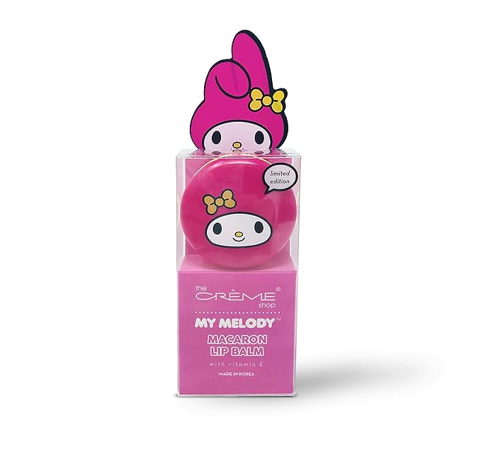 The Crème Shop x Sanrio Hello Kitty Macaron Lip Balm (My Melody Strawberry Ice Cream) Korean Cute Scented Pocket Portable Soothing Advanced Must-Have on-The-go-Velvo Beauty