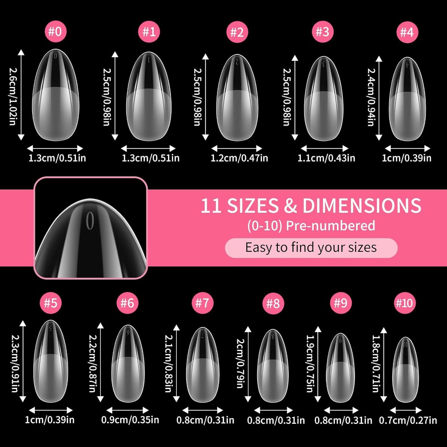 EBANKU Medium Almond Nail Tips, 550 Pcs Matte Clear Acrylic Press-on Nails, Pre-shaped Half Matte Full Cover Clear Acrylic Nails Gel Kit False Nail Tip Press on Nails for Nail Extension DIY Salon-Velvo Beauty