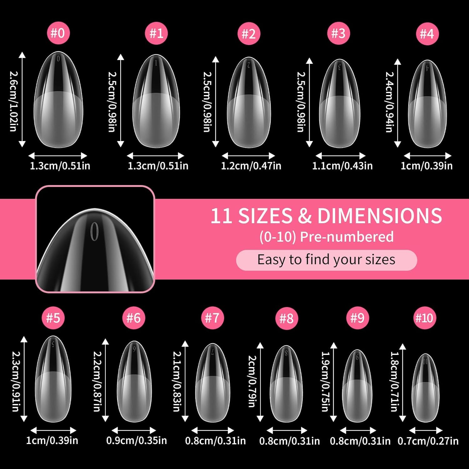 EBANKU Medium Almond Nail Tips, 550 Pcs Matte Clear Acrylic Press-on Nails, Pre-shaped Half Matte Full Cover Clear Acrylic Nails Gel Kit False Nail Tip Press on Nails for Nail Extension DIY Salon-Velvo Beauty