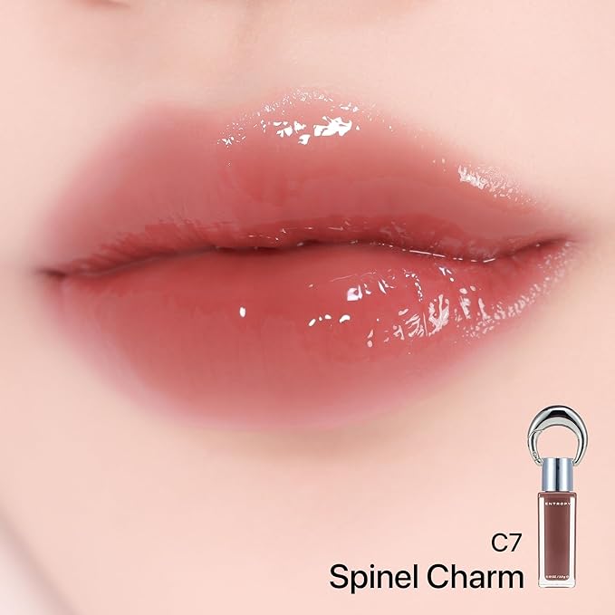 ENTROPY Makeup 2-in-1 Charm Shiny Glowy Lip & Cheek Gloss Tint Keychain, High Pigment Long Lasting Lip Color & Plumping Gloss, C7 Spinel Charm-Velvo Beauty