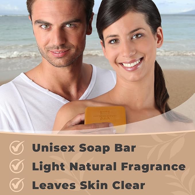 One With Nature Dead Sea Salt Turmeric Soap 4oz 3-Pack – Purifying and Exfoliating Soap Bar with Dead Sea Minerals and Turmeric for Face & Body, for Men & Women-Velvo Beauty