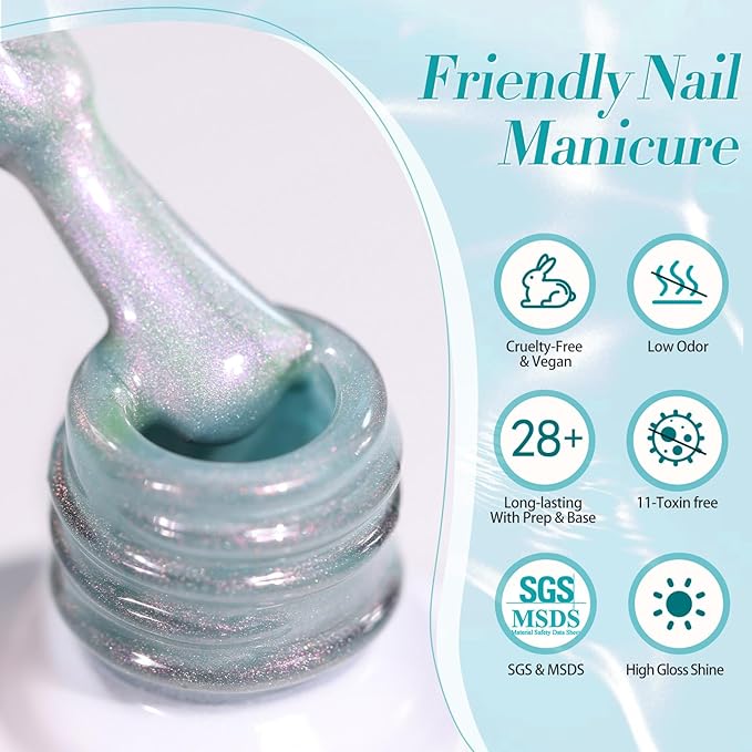 Born Pretty Magnetic Gel Nail Polish Set,Pastel Coral Sea Magnetic Eye Gel Jelly Glass Crystal Magnetic Gel Polish Nail Art Manicure Kit 6PCS-Velvo Beauty