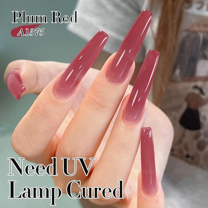 Double Rhythm 0.5Oz Gel Polish Translucent Sheer Neutral Natural Light Milky Same Color Same Bottle 15ML Jelly Gel Polish Art DIY at Home (Brown Purple-A1375)-Velvo Beauty