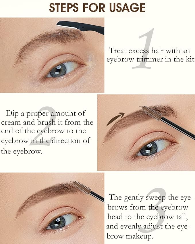 Waterproof Tinted Brow Gel- Long Lasting SmudgeProof Liquid Eyebrow Makeup, Eyebrow Mascara Tinted Brow Glue, Eye Brow Filler, Volumizing Enhance Brow Mascara,With Brow Razor,Gift for Women- 03Brown-Velvo Beauty