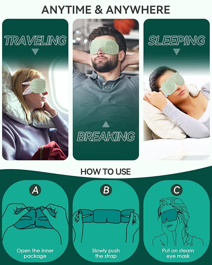 ProCIV 30 Packs Unscented Steam Eye Mask for Dry Eye, Self Heating Moist Heated Eye Mask for Dark Circles and Puffiness Disposable Warming Eye Mask for Soothing Headache Relieve Eye Fatigue Sleep Mask-Velvo Beauty