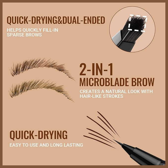 iMethod Eyebrow Pen - Eyebrow Pencil,2-in-1 Eyeliner Dual-Ended Microblading Eyebrow Pencil Long Lasting Waterproof Hair-Like Brow Pencil,with Eyebrow Brush,Eyebrow Pencils for Women,Black-Velvo Beauty