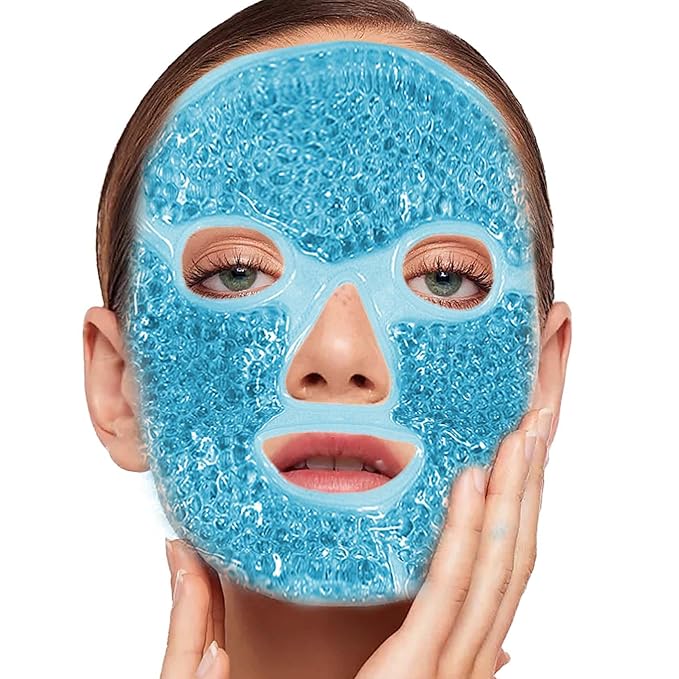 Cold Face Eye Mask Ice Pack for Dark Circles,Puffiness,Face SPA,Headaches,Pressure,Cooling Face Masks for Women Sleeping,Migraines Relief,Skin Care Gel Beads Hot Cold Use Ice Facial Mask-Velvo Beauty