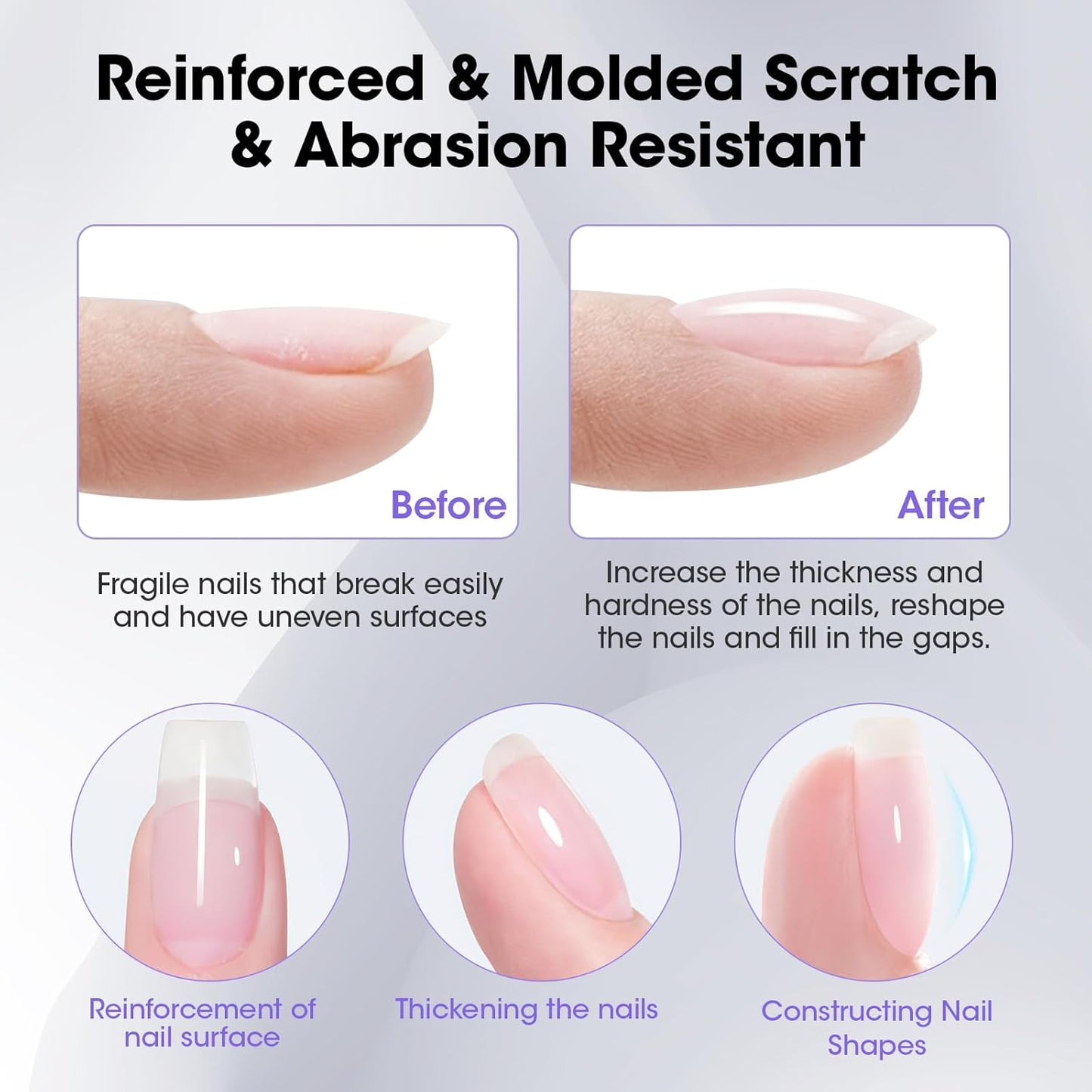 GELLEN 4 in 1 Builder Nail Gel & Gel Top Coat in a Bottle, 20ml Amethyst Builder Top Coat for Apex Building, 3D Nail Arts and Chrome Nails-Velvo Beauty