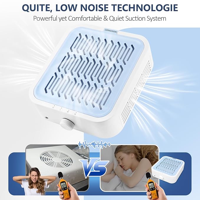 LIONVISON Nail Dust Collector for Salons: Manicure Pedicure Tool for Beginners DIY Nail Tech With Reusable Filter-Velvo Beauty