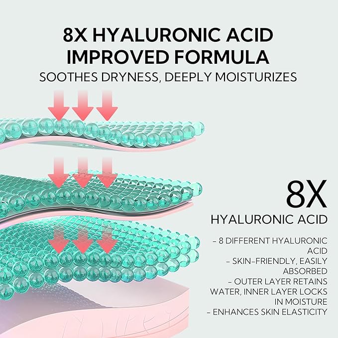 8X Hyaluronic Acid Under Eye Patches(30 Pairs) -Cooling Eye Masks for Deep Moisturizing, with Ectoin Niacinamide Hydra-Gel Collagen, Puffy Eyes Treatment, Fine Lines & Wrinkles Reduce-Velvo Beauty