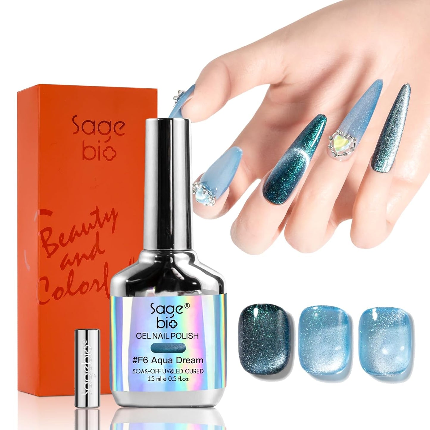 Cat Eye Gel Nail Polish, 15ml Magnetic Gel, High-Gloss Finish, Long-Lasting, DIY Manicure Kit with Magnet Stick, Stunning 3D Magnetic Effect, 04-Velvo Beauty