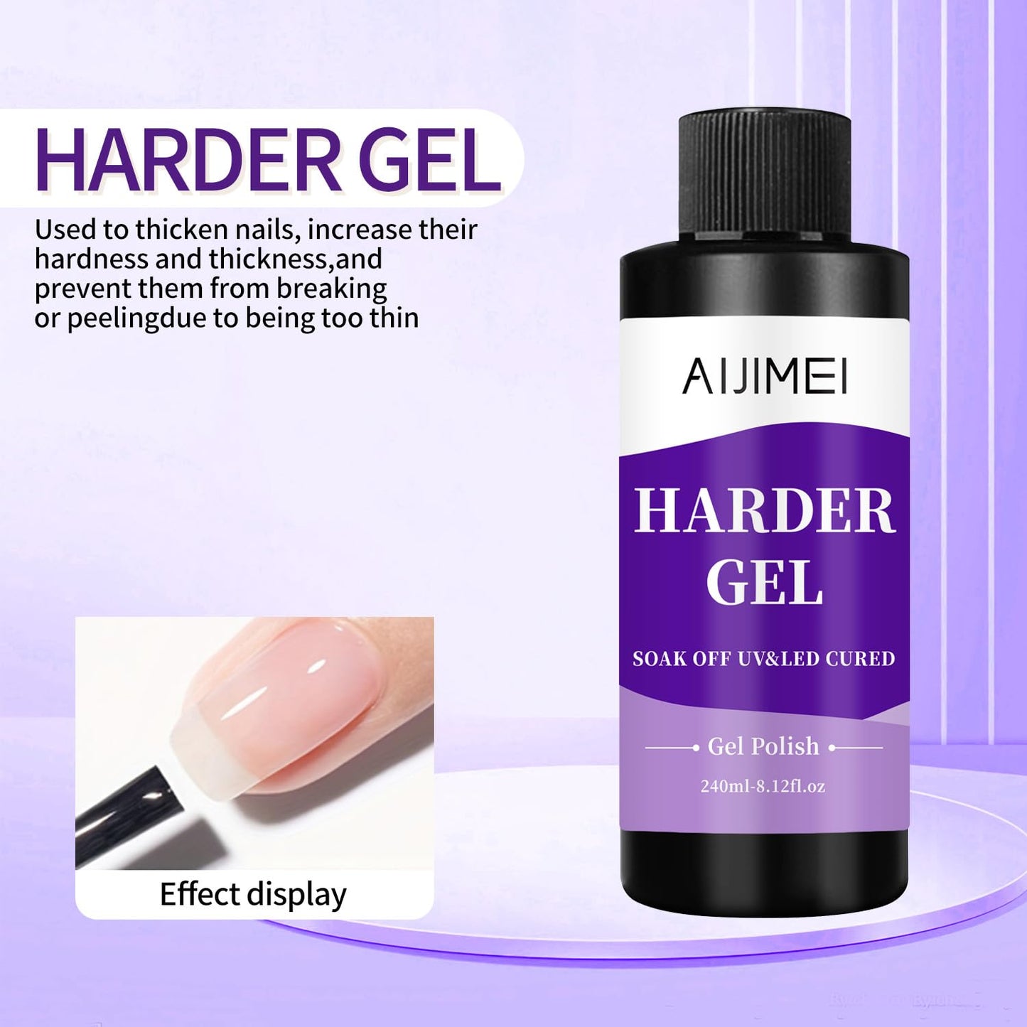 Harder Gel Builder Gel Nail Builder Strengthener for Art Versatile Use for All Nail Types, Fast Drying Gel Extension 8 Fl Oz-Velvo Beauty