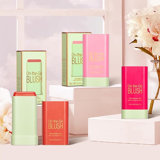 Blush Stick for Cheeks - Cream Makeup Blush Wand, Solid Moisturizer Stick for Cheeks Tint, Natural Blendable Waterproof Korean Matte Long-Lasting Smooth Blushes (#02 Hot Red)-Velvo Beauty