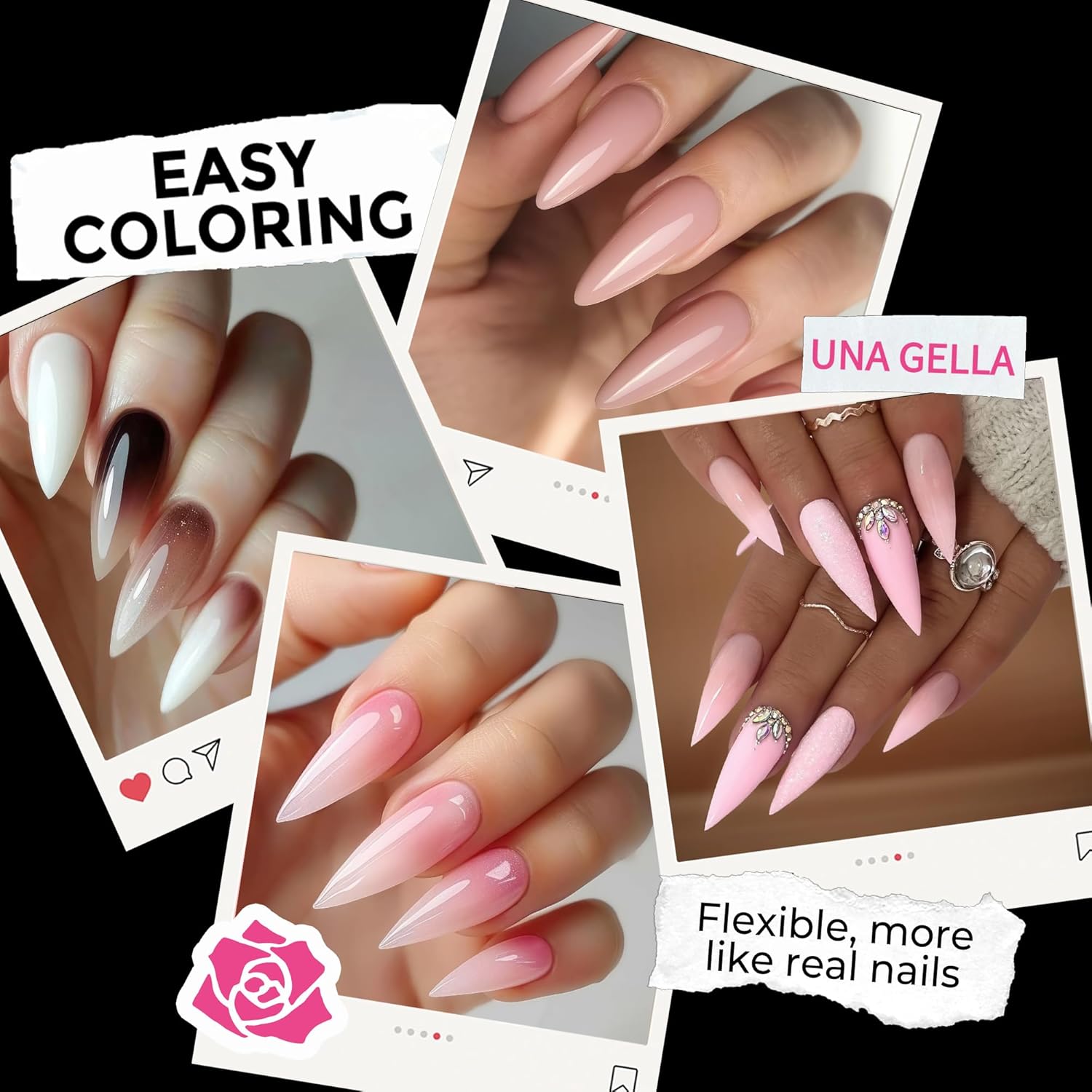 UNA GELLA Long Stiletto Gel Nail Tips: 216pcs Stiletto Almond Fake Nails Pre-Shape Long Almond Press Ons for Full Cover Acrylic French False Nails for Nail Extension Nail Art DIY Salon 12 Sizes-Velvo Beauty