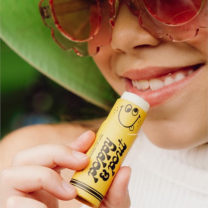 Poppy & Pout Kids Jumbo Lip Balm | All Natural Lip Balms & Moisturizers | Hydrates with Beeswax, Vitamin E, Organic Coconut Oil | Cruelty-Free | Lip Balm in Recyclable Cardboard Tube (Banana Fanna)-Velvo Beauty