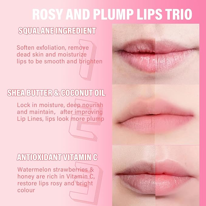 3 Pcs Honey Lip Balm, Bee Lip Balm Honey Pot,Moisturizing Lip Mask Overnight,Hydrate Repair Prevent Dry Cracked Lip Care (Honey+Strawberry+Watermelon)-Velvo Beauty