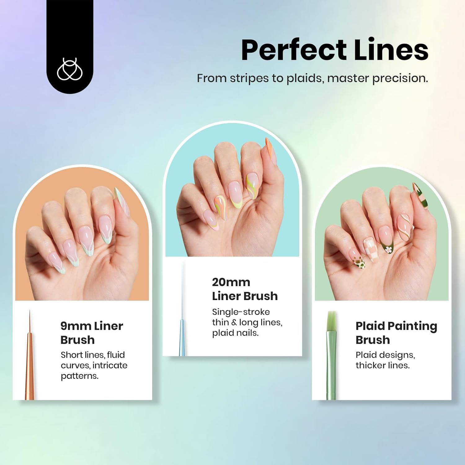 Beetles Nail Art Brushes Set for Gel Polish 8 Pcs - Nail Art Design Pen Fingernail Painting Dotting Tool, Liner Gradient Clean Up Brush DIY with Palette Rainbow Pastel Pen Set Manicure Kit-Velvo Beauty