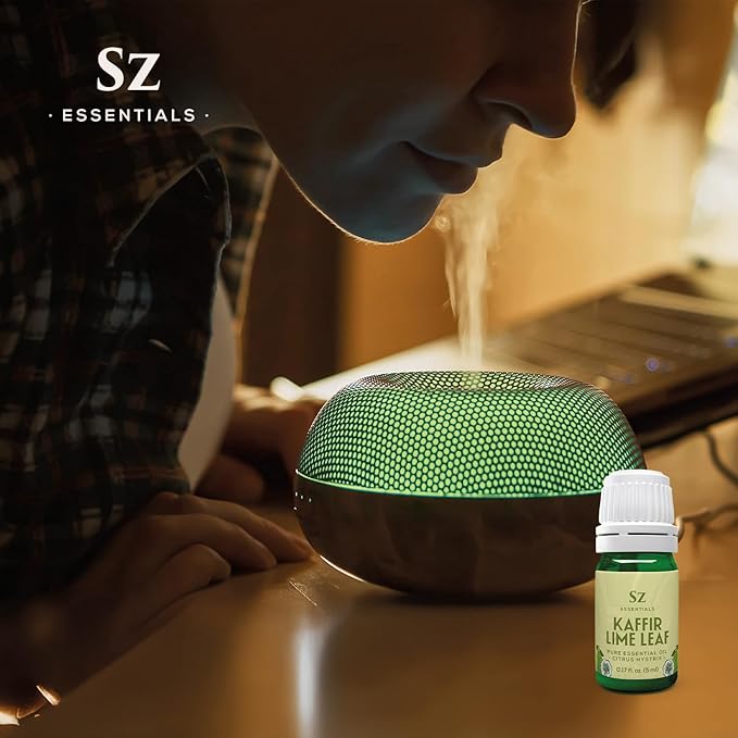 Kaffir Lime Leaf Essential Oil -100% Pure and Undiluted - Extracted from Citrus Hystrix Leaves - Earthy & Citrusy Scent with Fruity Overtones - Therapeutic Grade & Vegan - 0.17oz (5ml)-Velvo Beauty