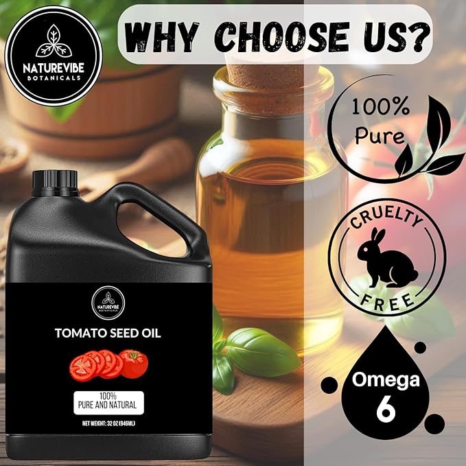 Naturevibe Botanicals Tomato Oil 32 Ounces | 100% Pure and Natural | Great for Skin Care and Hair Care-Velvo Beauty