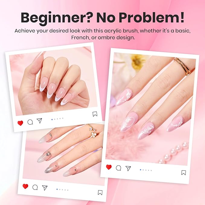 Beetles Acrylic Nail Brush Kolinsky Hair Bristles Round Shaped Metal Handle Nail Art Brushes for Manicure Extension Acrylic Powder DIY at Home Manicure Tool - Size 10-Velvo Beauty