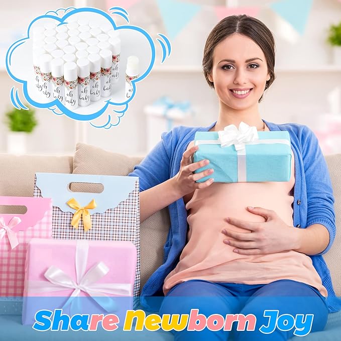 40 Pieces Lip Balm Bulk Baby Shower Jasmine Lip Balm Favors Floral Moisturizing Lip Balm for Women Children Men Girl kids Gender Reveal Favors Gift Baskets (Flower)-Velvo Beauty