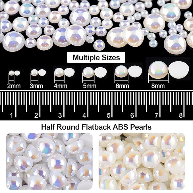Flat Back Rhinestone+Half Round Pearl Kits Colorful Rhinestones+White AB+Beige AB Pearls With Picker Pencil And Tweezer For Home DIY And Professional Use-Velvo Beauty