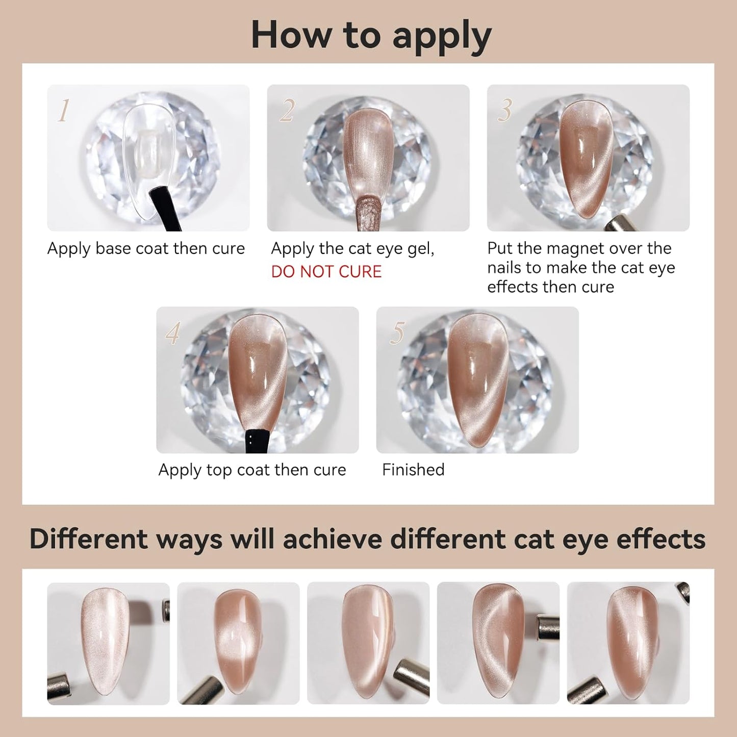 Cat Eye Gel Nail Polish Moonlight, 12ML High Gloss Smoothie Glitter Brown Cat Eye Nail Polish Magnetic Holographic UV Gel Polish for Nail Art Manicure Salon DIY at Home 1PC-Velvo Beauty