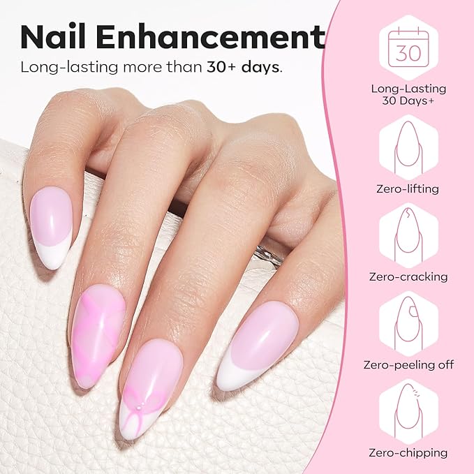 modelones Builder Nail Gel, 8-in-One Baby Pink Builder, Pastel Pink Rubber Base Gel Polish, LED Lamp Cured Color Base Hardener Apex Building Strengthener Extension for DIY Salon Girls Home-Velvo Beauty